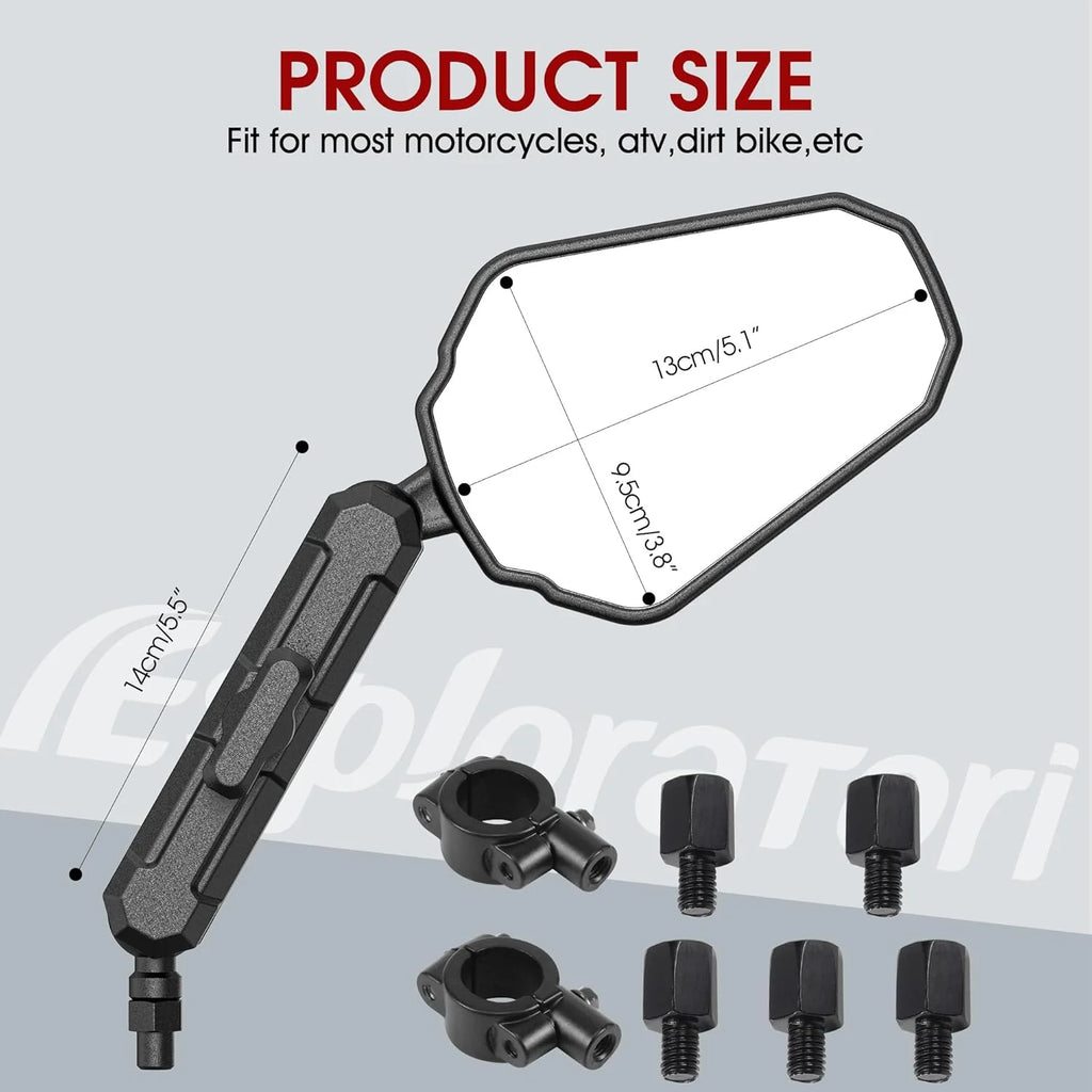 Double adventure 2.0 360 degree rotatable Side Mirror Adv (UNIVERSAL) compatible for all motorcycles - Ideal for Road and Off Road Bikes